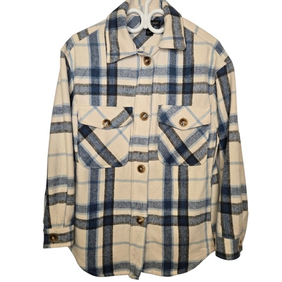 STREETWEAR SOCIETY‎ Plaid Grunge Shacket Oversized Flannel Shirt Jacket Size S - Picture 2 of 10